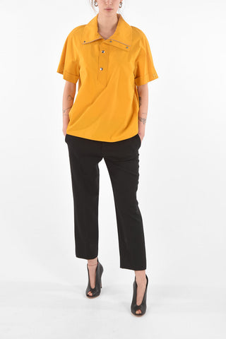 Half Zipped Oversized Shirt with Buttons