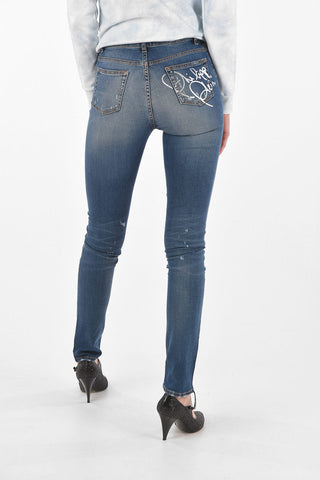 High Waist Slim Fit FLY distressed jeans