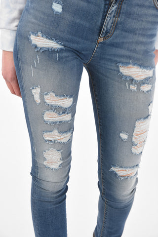High Waist Slim Fit FLY distressed jeans