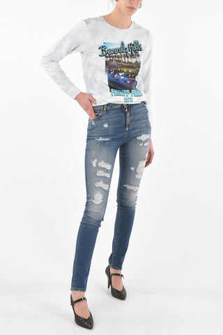 High Waist Slim Fit FLY distressed jeans