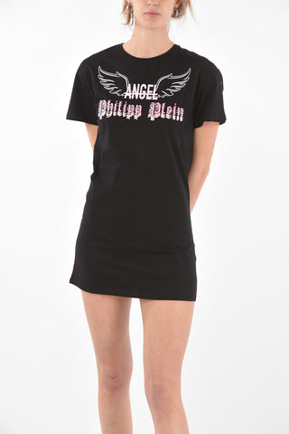 Printed Embroidered ANGEL Mini Tee Dress