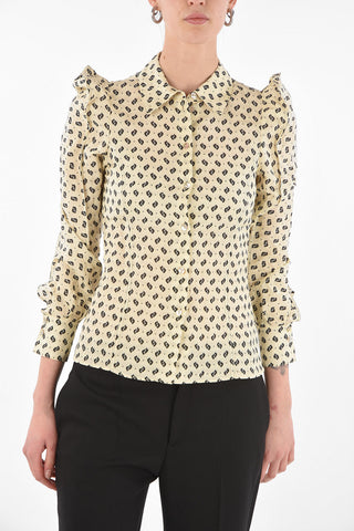 Abstract Patterned JAPANESE SLEEVE Linen Blend Shirt