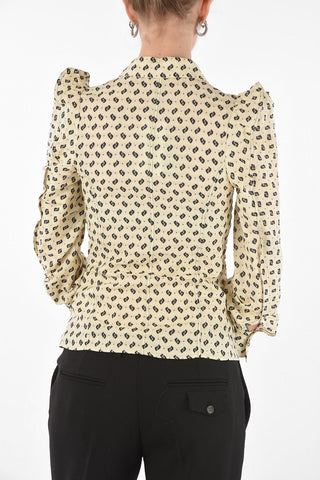 Abstract Patterned JAPANESE SLEEVE Linen Blend Shirt