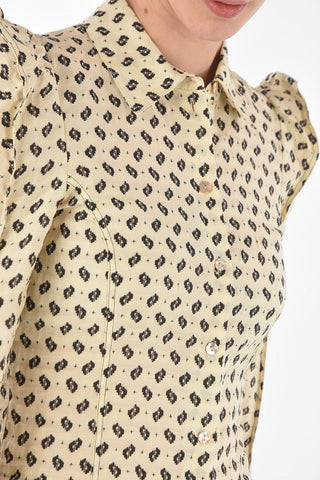 Abstract Patterned JAPANESE SLEEVE Linen Blend Shirt