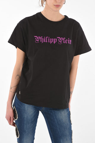 COUTURE EST.1978 Crew Neck Printed Logo T-Shirt with Crystals