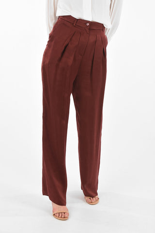 Double-pleated Satin Palazzo Pants