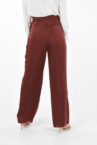 Double-pleated Satin Palazzo Pants