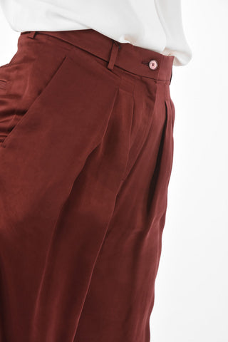 Double-pleated Satin Palazzo Pants