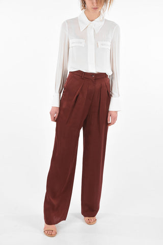 Double-pleated Satin Palazzo Pants
