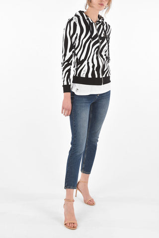 COUTURE EST.1978 zebra printed sweatshirt with hood and zip closure
