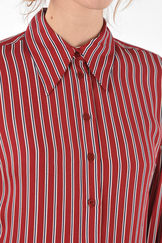 Standard Collar Bayadere Viscose Shirt