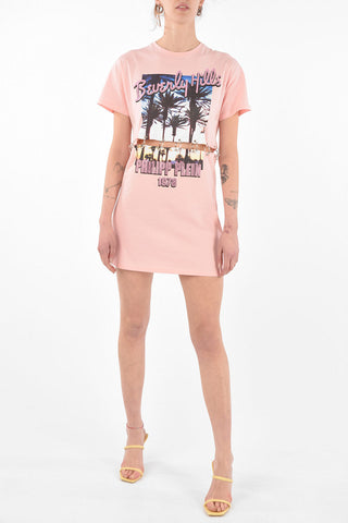 COUTURE Beverly Hills Printed Mini Tee Dress PP1978 with Cut Out Details