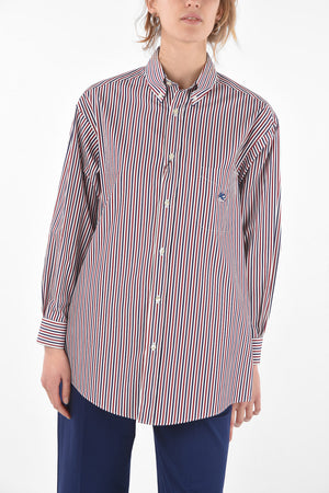 Button-down Collar Awning Striped Oversized Shirt