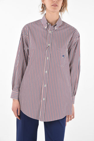 Camicia Oversized a Righe Awning con Collo Button-down