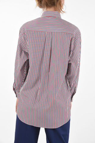 Camicia Oversized a Righe Awning con Collo Button-down
