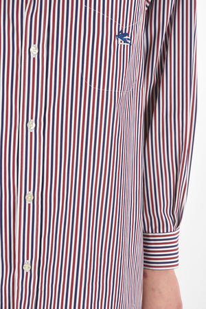 Button-down Collar Awning Striped Oversized Shirt