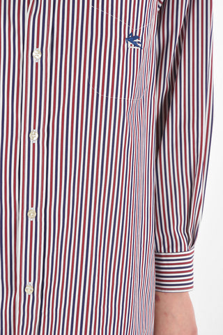 Camicia Oversized a Righe Awning con Collo Button-down