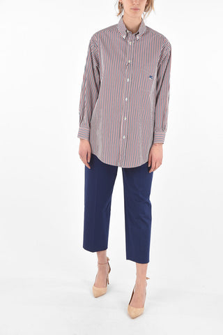 Camicia Oversized a Righe Awning con Collo Button-down