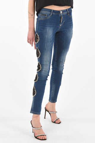Lace and Crystal Detail LOVE ME Jeggings