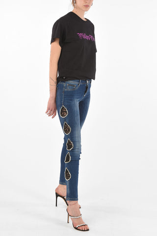 Lace and Crystal Detail LOVE ME Jeggings
