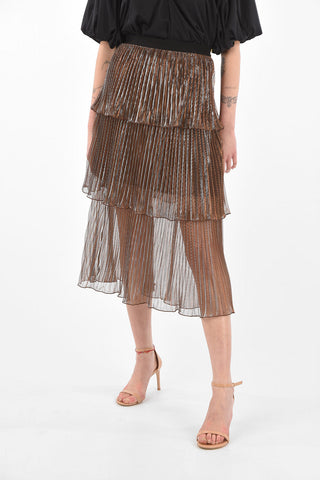 Gonna Midi in Lurex Plissè a Balze