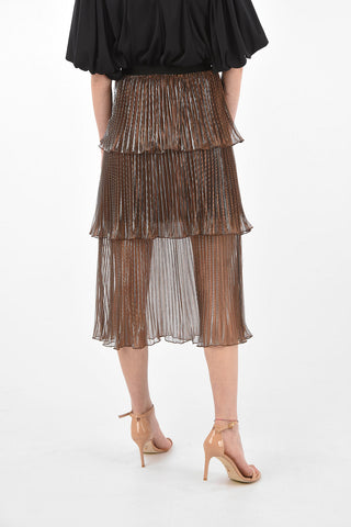 Gonna Midi in Lurex Plissè a Balze