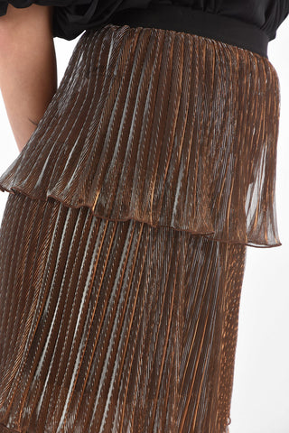 Gonna Midi in Lurex Plissè a Balze