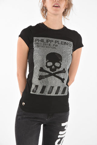 Crew Neck SKULL Strass T-Shirt