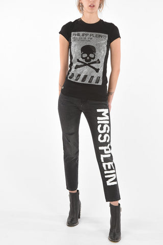 Crew Neck SKULL Strass T-Shirt