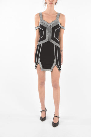 Mini Dress Cold Shoulder con Decorazioni Gioiello