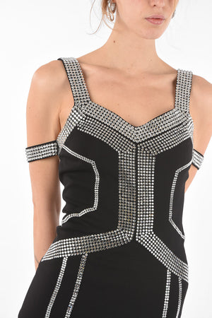 Mini Dress Cold Shoulder con Decorazioni Gioiello