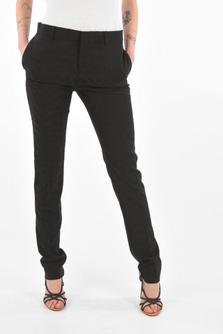 Zebra-patterned virgin wool straight pants