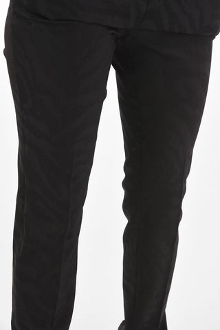 Zebra-patterned virgin wool straight pants