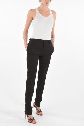 Zebra-patterned virgin wool straight pants