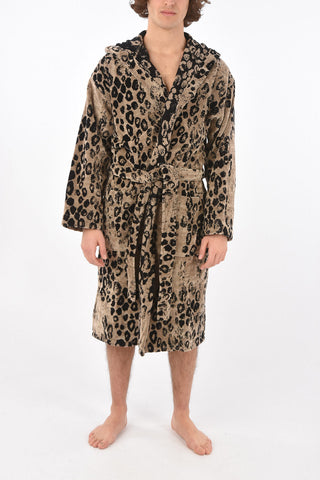 HOME animal patterned sponge bathrobe with hood