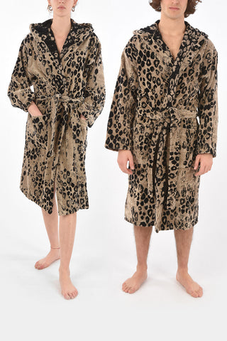 HOME animal patterned sponge bathrobe with hood