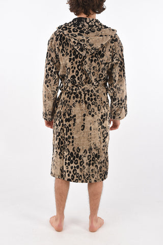 HOME animal patterned sponge bathrobe with hood