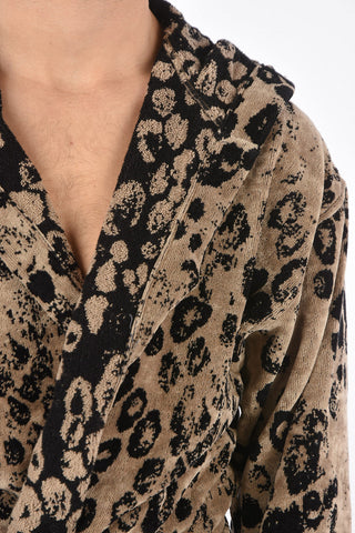 HOME animal patterned sponge bathrobe with hood