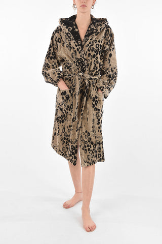 HOME animal patterned sponge bathrobe with hood