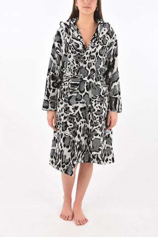 HOME animal printed bathrobe with hood