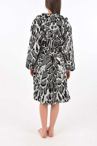 HOME animal printed bathrobe with hood