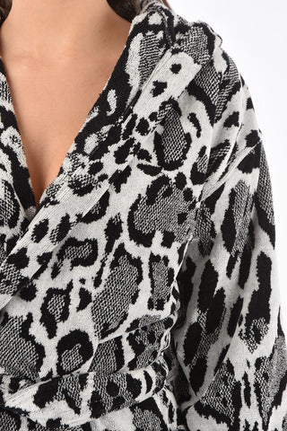 HOME animal printed bathrobe with hood