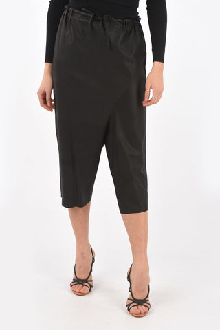 Pantaloni Asimmetrici in Pelle con Coulisse