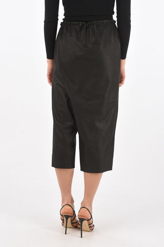 Pantaloni Asimmetrici in Pelle con Coulisse