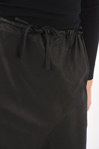 Pantaloni Asimmetrici in Pelle con Coulisse