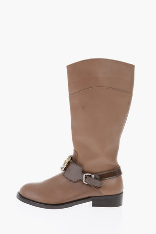 Stivali in pelle con zip laterale