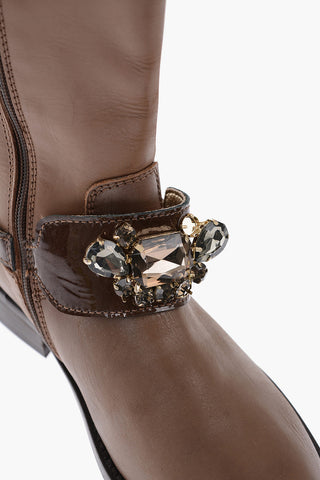 Stivali in pelle con zip laterale