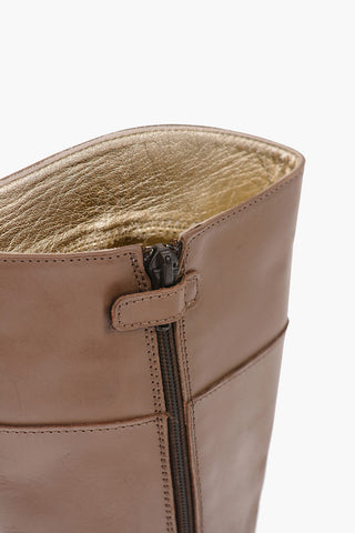 Stivali in pelle con zip laterale