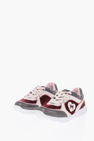 fabric sneakers with leather trimmings