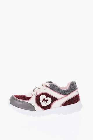 fabric sneakers with leather trimmings